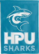 Load image into Gallery viewer, light blue hpu sharks double sided house flag for game day decor