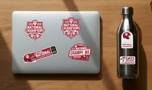 Load image into Gallery viewer, six Indiana College Football Champions Vinyl Decals stuck to laptop and insulated water bottle