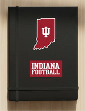 Load image into Gallery viewer, two Indiana College Football Champions Vinyl Decals stuck to black notebook