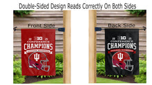 Load image into Gallery viewer, indiana football big ten conference champions 2025 logo reading correctly on both sides of red and black garden flag
