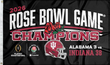 Load image into Gallery viewer, black indiana football rose bowl champions 2026 flag for college dorm decor