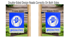 Load image into Gallery viewer, indiana state baseball logo reading correctly on both sides of garden flag