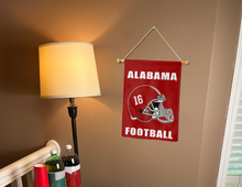 Load image into Gallery viewer, alabama football garden flag hung inside a college dorm for dorm decor