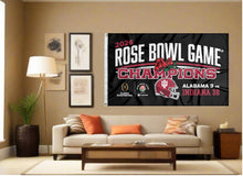 Load image into Gallery viewer, indoor display of black indiana football rose bowl champions 2026 flag as part of man cave decor