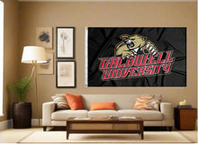 Load image into Gallery viewer, indoor display of black caldwell university flag for man cave decor