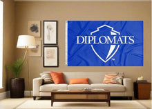 Load image into Gallery viewer, indoor display of blue franklin marshall university diplomats flag for man cave decor