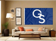 Load image into Gallery viewer, indoor display of georgia southern university flag with gs logo for man cave decor