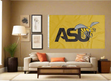Load image into Gallery viewer, indoor display of gold alabama state university flag for man cave decor