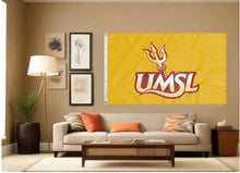 Load image into Gallery viewer, indoor display of gold usml tritons flag for man cave decor