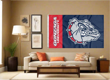 Load image into Gallery viewer, indoor display of gonzaga bulldogs flag for man cave decor