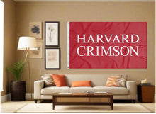 Load image into Gallery viewer, indoor display of red harvard crimson 3x5 flag for man cave decor