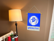 Load image into Gallery viewer, indiana state baseball garden flag hung indoors for college dorm decor