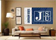 Load image into Gallery viewer, indoor display of jackson state university flag for man cave decor