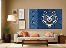 Load image into Gallery viewer, indoor display of lincoln university flag for man cave decor