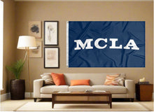Load image into Gallery viewer, indoor display of blue mcla 3x5 flag for man cave decor