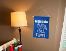 Load image into Gallery viewer, memphis tigers garden flag hung inside a college dorm for decoration