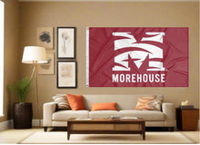 Load image into Gallery viewer, indoor display of maroon morehouse college flag for man cave decor