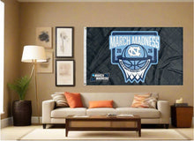Load image into Gallery viewer, indoor display of north carolina basketball march madness 2026 flag for man cave decor