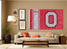 Load image into Gallery viewer, indoor display of ohio state university alumni flag for man cave decor