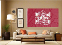 Load image into Gallery viewer, indoor display of oklahoma baseball college world series 2026 champions flag for man cave decor