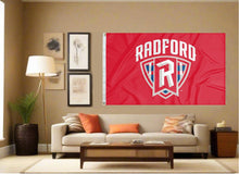 Load image into Gallery viewer, indoor display of red radford university flag for man cave decor
