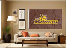 Load image into Gallery viewer, indoor display of brown rowan university profs flag for man cave decor