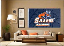 Load image into Gallery viewer, indoor display of salem state university vikings flag for man cave decor