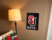 Load image into Gallery viewer, seattle university garden flag hung inside for college dorm decor