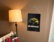 Load image into Gallery viewer, southern miss golden eagles garden flag hung inside for college dorm decor