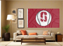 Load image into Gallery viewer, indoor display of stanford baseball flag for man cave decor