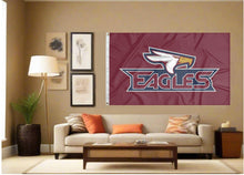Load image into Gallery viewer, indoor display of maroon texas A&M texarkana eagles flag for man cave decor