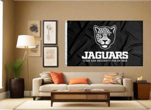 Load image into Gallery viewer, indoor display of texas a&m university san antonio jaguars flag for man cave decor