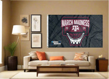 Load image into Gallery viewer, indoor display of texas a&m basketball march madness 2026 flag for man cave decor