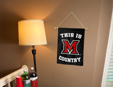 Load image into Gallery viewer, this is miami ohio country garden flag hung inside a college dorm for dorm decor