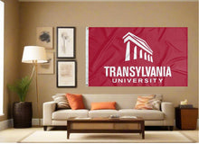 Load image into Gallery viewer, indoor display of red transylvania university flag for man cave decor