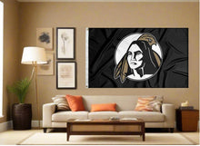 Load image into Gallery viewer, indoor display of black unc pembroke flag for man cave decor