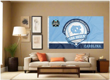 Load image into Gallery viewer, indoor display of unc tar heels college world series 2024 Flag for man cave decor
