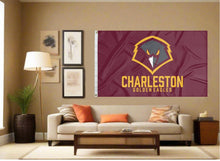 Load image into Gallery viewer, indoor display of university of charleston golden eagles flag for fan cave decor