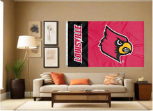 Load image into Gallery viewer, indoor display of university of louisville flag for man cave decor