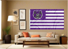 Load image into Gallery viewer, indoor display of usa style central arkansas bears flag for man cave decor