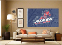 Load image into Gallery viewer, indoor display of blue usc aiken pacers flag for man cave decor