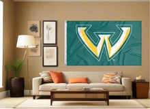 Load image into Gallery viewer, outdoor display of green wayne state university flag for man cave decor