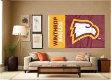 Load image into Gallery viewer, indoor display of winthrop university eagles flag for man cave decor