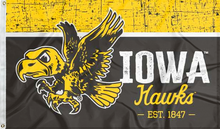 Load image into Gallery viewer, iowa hawkeyes vintage 3x5 flag for college dorm decor