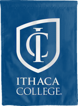 Load image into Gallery viewer, blue ithaca college double sided house flag for game day decor