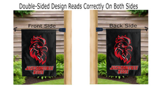 Load image into Gallery viewer, jacksonville state logo reading correctly on both sides of black garden flag