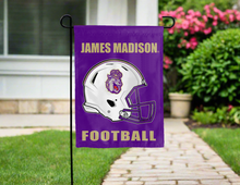 Load image into Gallery viewer, purple jmu football garden flag for yard decor