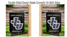 Load image into Gallery viewer, john carroll university logo reading correctly on both sides of double sided garden flag