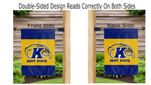 Load image into Gallery viewer, kent state logo reading correctly on both sides of garden flag