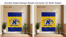 Load image into Gallery viewer, kent state logo reading correctly on both sides of double sided house flag